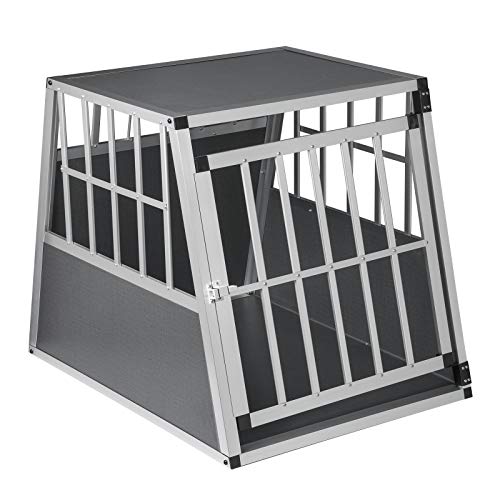 EUGAD Hundetransportbox Alu Hundebox Reisebox Autobox für große Hunde Husky Samojede Weimaraner Border Collie Chow-Chow Shetland Sheepdog B85 x H69 x T65 cm XL 0005LL