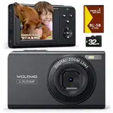 WOLFANG Digitalkamera, 2.7K Kinderkamera für Fotografie, 50MP Kompaktkamera für Vlogging, 16X Digitalzoom Videokamera, Auto Focus Point and Shoot Digitalkameras, Geschenk für Studenten, Jugendliche