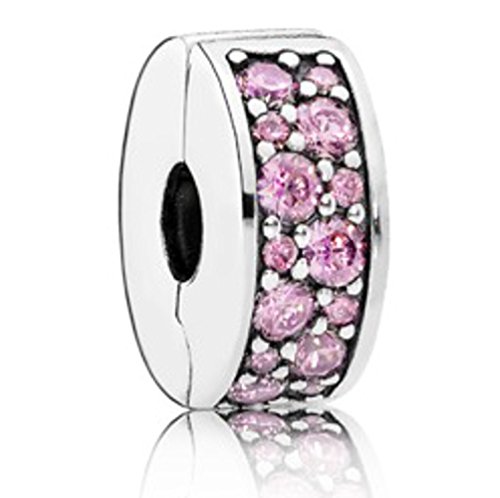 Pandora Clip / Stopper Silber "Pave-Glanz" rosa 791817PCZ