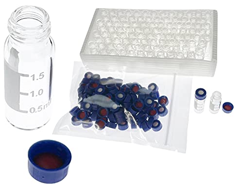 MUHWA 2 ml HPLC-Ampullen, Labor-Autosampler-Phiolen, 9–425 klare Phiole mit Schreibfläche und Skalierung, Schraubverschluss, rotes PTFE und weißes Silikon-Septa, 100 Stück/Packung (transparent)