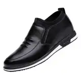 Flache Business Schuhe Herren Slip On Leder Schuhe Loafer | Fashion Casual Business Shoes Anzugschuhe Mit Weicher Sohle | Bequeme Rutschfeste Halbschuhe Hochzeit Freizeitschuhe FüR Formale AnläSse