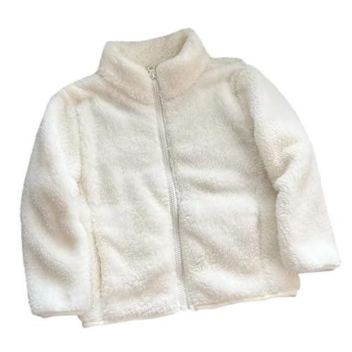 Guqmjde Warehouse Deal Teddy Fleecejacke Mädchen Winterjacke Fleecejacke Kinder Thermal Mantel Sweatjacke Warm Jacken Wintermantel Plüschjacke Übergangsjacke Outdoorjacke Flauschjacke Weiß, 150 Cm