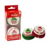 Decora, 0339903, Packung mit 36 Muffinförmchen, Motiv Weihnachtsmann, zum Backen, Präsentieren und Verschenken von Muffins, hitzebeständig bis 220 °, in praktischer Blisterverpackung, Maße: Ø 50 x 32