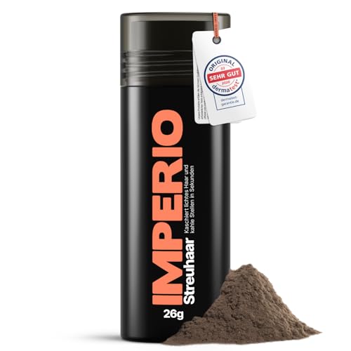 IMPERIO Streuhaar zur Haarverdichtung & vollem Haar in Sekunden. Schütthaar für einen authentischen Look. 100% Natur! In Premium Friseurqualität - 26g (Mittelbraun)