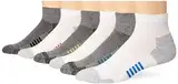 Amazon Essentials Herren Bequeme Sport-Knöchelsocken Aus Gepolsterter, Atmungsaktiver Funktionsbaumwolle, 6 Paar, Grau/Weiß, 46-48.5