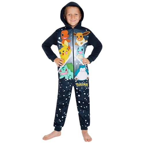 Pokemon Onesie für Jungen, 4-14 Jahre, Overall Jumpsuit - Kuschelanzug für Kinder - Schlafanzüge (Marineblau/Mehrfarbig, 7-8 Jahre)