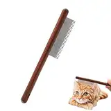Andiker Langer & kurzer Katzenkamm, Stahlzahnkämme mit Holzgriff, Haustierkämme für Katzen Hunde, entfernt Knoten und abgestorbene Haare Fellpflegekamm