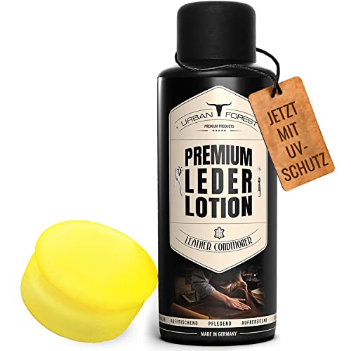 Lederpflege Sofa Couch Glattleder Vorteilsgröße 500 ml I Pflegemittel für Ledersofa I Lederlotion für Ledercouch I Milde Lederpflege Leder Lotion inkl. Schwamm von URBAN Forest