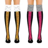 Tcnzdy 2 Paar Chicken Leg Socks, Hühnerbein Socken, Overknees Strümpfe Hühnerfüße Funny Socks, Kniestrümpfe Damen, Weich Und Hautfreundlich Geeignet für Individuelle Alltagskleidung