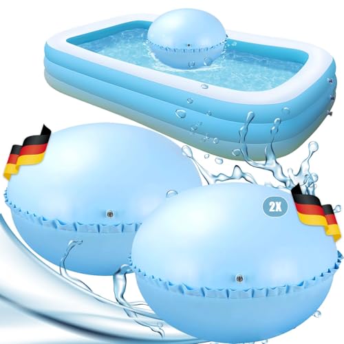 Abnaok 2 Stück Poolkissen Winter XXL Rund, 120x120cm Luftkissen Pool Kissen mit 2pcs 15m Seile, Komfort und Haltbarkeit Pool Luftkissen Winter, Winterkissen Pool Blau