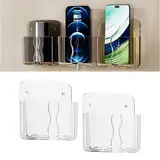 2 Stück Handy Wandhalterung mit Klebstoff,Wandhalterung Handyhalterung Wand,Handy Handyhalter Wand,Halterung Aufbewahrung Organizer,Wandhalterung zum Aufladen,Ladeständerhalter Datenkabelaufnahmeloch