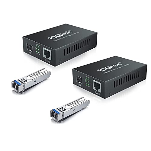 ipolex Gigabit Ethernet Medienkonverter, 1,25G SFP Port Glasfaser Medienkonverter, Singlemode LC Medienkonverter mit einem SFP-LX Transceiver Modul (1310-nm, 20km@OS1OS2SMF). 2-Pack.