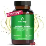 Vitabay Coenzym Q10 UBIQUINOL Kapseln Hochdosiert 200mg - Depot Komplex - 60 Kapseln Ubiquinol Q10 Coenzym 200mg - Antioxidant Coenzym Q10 - Coenzyme Q10 200mg Kapseln Q 10 Coenzym Q 10 - Q Enzym Q10