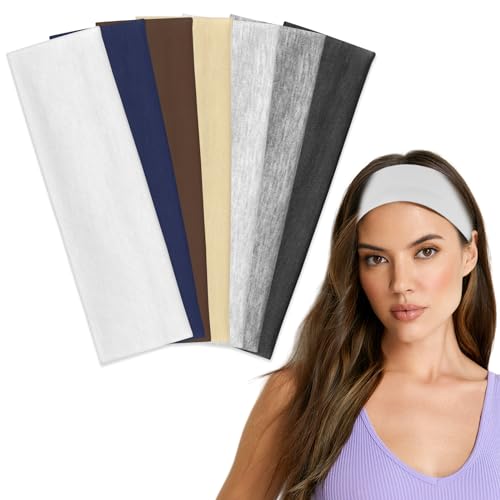 7 Stück Baumwoll Stirnband Damen Sport Dünn Fitnes Haarband Breit Weiches Stirnbänder Elastisches Haarbänder Anti Rutsch Headband Damen Mädchen Kopfband Yoga Stirnband