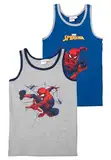 Marvel Spiderman Unterhemd für Jungen - Kinder Tank Top Hemdchen Unterwäsche Grau/Blau (2er Pack) (DE/NL/SE/PL, Numerisch, 122, 128, Regular, Grau/Blau)