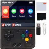 Whatsko MiyooMini Plus Handheld Spielekonsole,Retro Konsole Linux System mit über 20000 Spielen,3,5 Zoll IPS-Bildschirm,Supports WiFi Schlacht und 64G TF-Karte（Schwarz）