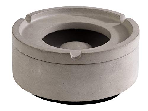 APS Wind-Aschenbecher „Element“ – Premium Aschenbecher aus Beton – 3 Rillen für die Zigarettenablage – Ascher mit möbelschonender Unterseite 10,5 x 5cm, Beton Grau
