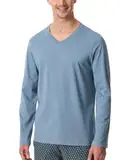 Schiesser Herren Schlafshirt Langarm Rundhals-Mix + Relax Pyjamaoberteil, Blaugrau_182043, 52