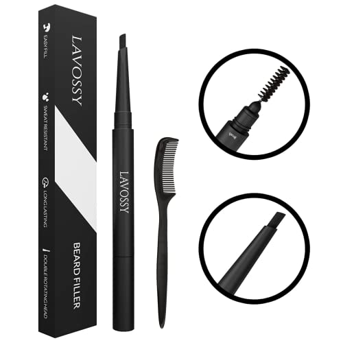 LAVOSSY Bartfüllerstift, füllen und definieren Sie Ihren unregelmäßigen Bart mit dem Bartstift, wasserfester Bartstift für Herren, mehrfarbig (1 Stück (1er Pack), Black)