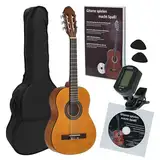 Juan Miguel Navarrez Konzertgitarre 1/2 Starter Set honey (Tasche, Tuner, Plektren, Buch mit CD)