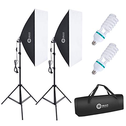 OMBAR Softbox Set Fotostudio 50×70cm, professionelle Fotografie mit 135 W 5500K E27-Tageslichtlampe und Tragetasche für Studio-Porträts Videoaufnahmen, Modefotos