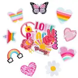 Patches zum Aufnähen, 16 Stk Flicken zum Aufbügeln, bügelbilder für textilien, bügelflicken kinder für Textilien, Kleidung, Jeans, Taschen, Dekoration- Butterfly Heart