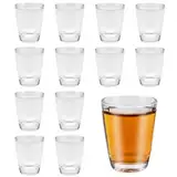 SLTAXAR 12er Set 32ml/3cl Schnapsgläser Glas Shotgläser Kleine Likörgläser Transparent Shot Gläser Spülmaschinenfest Dicke Basis Schnapsgläser für Party Festival Tequila Ouzo Vodka