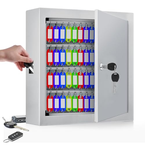 Nebakne Schlüsselkasten mit 100 Schlüsseln, weiß, Diebstahlschutz, Schlüsselschlossbox mit Schlüsselanhängern, verstellbarer Schlüssel-Organizer für Auto, Büro, Haus, Garage, Mietgeschäft