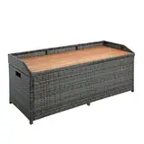 ESTEXO Polyrattan Gartenbank Sitzbank mit Auflagenbox Kissenbox Rattan Kissentruhe Bank mit Stauraum Anthrazit-Grau