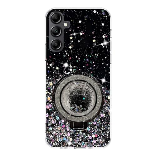 Rnrieyta Miagon Treibsand Ständer Hülle Glitzer für Samsung Galaxy S23,Cute Dünn Crystal Schutzhülle Weiches Bling Transparent Case Bumper mit Flüssig Halter Kickständer