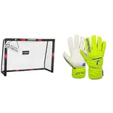 HUDORA 76915,Fußballtor Pro Tect Fußball Tor für Kinder und Erwachsene, Mehrfarbig, 180x120 cm & Reusch Unisex Torwarthandschuhe Attrakt Solid Junior safet Yellow/dp Blue/Whit 6