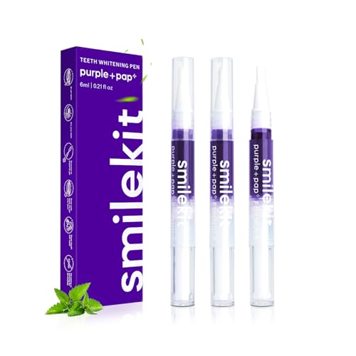 Zahnaufhellung Stift (3 Stück)- Sofort Bleaching für weißere Zähne, Teeth Whitening Pen gegen Kaffee-Tee-Nikotinverfärbungen, Zähne aufhellen mit purpurnem Gel (Schnellwirkend & Minzaroma)