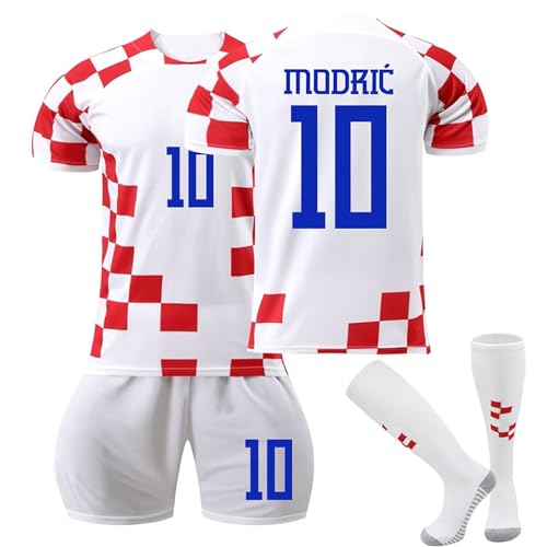 Kroatien Kinder Fußball Trikot Heim-/Auswärtstrikot Kurzarmtrikot，Modrić Fußball Trikots Set für Kinder/Erwachsene，Fussball Trikot Kinder, Fussball Jersey Trainingsanzug