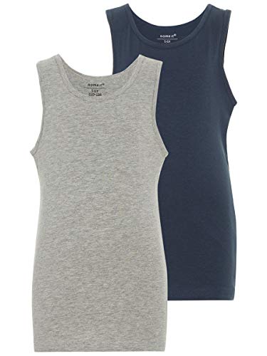 NAME IT Baby-Jungen NITTANK TOP K B NOOS Unterhemd, Mehrfarbig (Grey Melange), 140 (Herstellergröße: 134-140) (2er Pack)