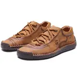 PLASMOVO Lässige Lederschuhe for Herren, Jugendmode, Britische Retro-Loafer, Bequeme Schnürschuhe Aus Leder (Color : Golden, Größe : 39 EU)