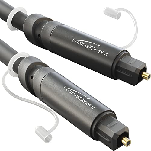 KabelDirekt – TOSLINK-Kabel, optisches Audiokabel – 1,5 m – Glasfaserkabel für Soundbar mit Schutzkappe (TOSLINK auf TOSLINK, digitales S/PDIF-Kabel, Stereoanlage/Verstärker, Heimkino, Xbox One/PS4)