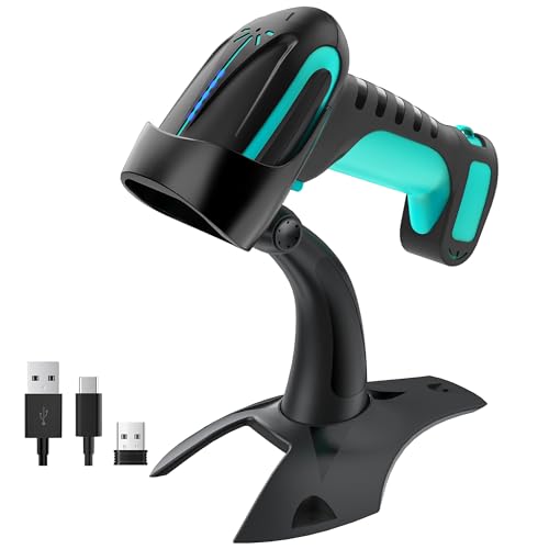 Tera Pro 3 in 1 Extreme Leistung Barcodescanner Kabellos QR 2D 1D Bluetooth Kabellos 2,4G & Kabelgebunden USB-C Industriell 1D Barcode Scanner 2500mAh Exzellente Fallfestigkeit mit Ständer 8100 Blau