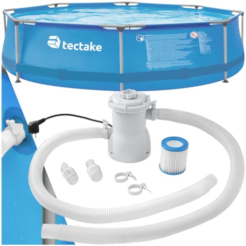 tectake® Swimming Pool, Komplettset Schwimmbecken, Aufstellpool groß, Gartenpool, Outdoor Frame Pool, Swimmingpool, Schwimmpool, Schwimmbad, Stahlrahmenbecken für Garten Ø 300 x 76 cm - blau