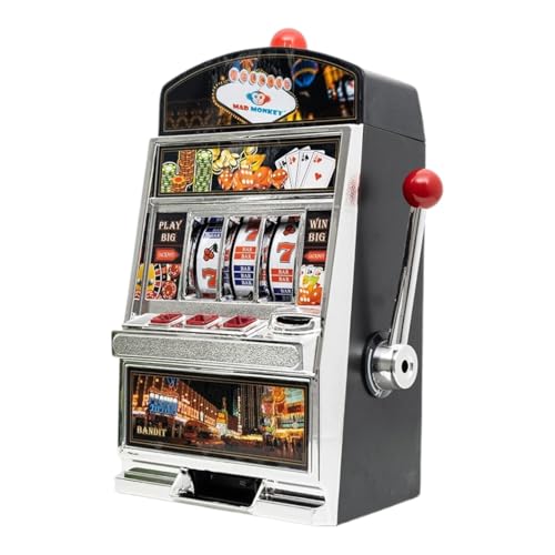 Mad Monkey Slot Machine Spardose XL, Spardose im Spielautomaten-Design mit Licht und Sound, Geldspielautomat mit Lichtern, Münzautomat für Kinder und Erwachsene, Casino Automat für echtes Geld