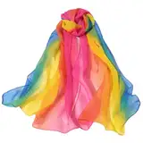 Kopftuch Schultertuch Halstücher Schals,Damen Halstuch Schals Stola Tanzschals Festlich Stola,Weiche Schal Tücher Stola Tuch,Farben Chiffon Schals Tücher Halstuch Tanzschals,Regenbogenfarben,165x50cm