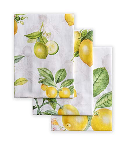 Maison d' Hermine Limoncello 100% Baumwolle Set von 3 Multi-Purpose Küchenhandtuch | Bar Handtücher | Frühling/Sommer (50 cm X 70 cm)