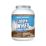 Body Attack 100% Whey Protein - Chocolate Brownie - 2,3 kg - Made in Germany - Extra cremiges Eiweißpulver mit Hydrolysat & BCAA´s, unterstützt Muskelaufbau und Diäten - Für Sportler & Athleten