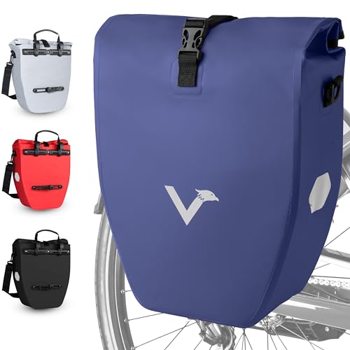 Valkental - Große & wasserdichte Gepäckträgertasche - 20L Füllvolumen - Fahrradtasche für Gepäckträger mit Reflektoren