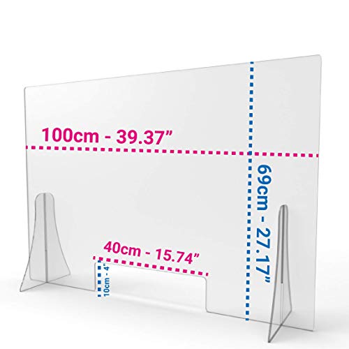 Schutzwand aus trasparant 5 mm Geldtrenner für die Sicherheit und den Schutz von Büros, Lebensmittelgeschäften, Tabak und Büromaterial (100x70 cm)