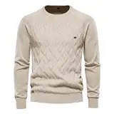 WKAYsIV Pullover Damen Herbst Wintermantel Herren Warm Mode Crewneck High-End-Herren Top Pullover Schwarze Herren Übergang(Khaki,L)