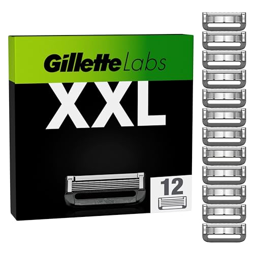 Gillette Labs Rasierklingen, 12 Ersatzklingen, für Gillette Labs Nassrasierer Herren mit Reinigungs-Element und Heated Razor