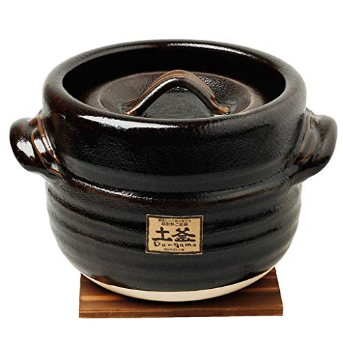 Nährstoff-Suppentopf Suppe Japanischer Donabe-Ton-Reistopf mit Deckel Köstlicher Eintopf Hitzebeständiger Steinkocher (Schwarz L)