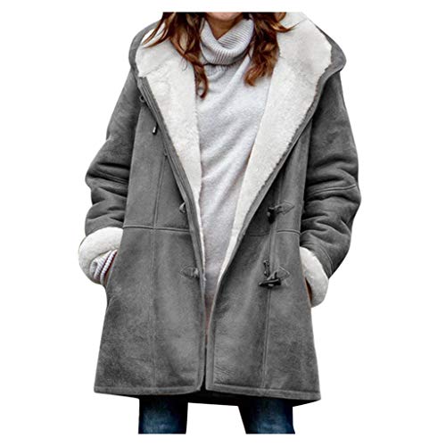 Fleecejacke Damen Warm Gefüttert Plüschjacke Mittlere Länge Steppmantel Verdickt Winter Jacken Mäntel Mit Knöpfleiste Sweatjacke Vintage Pufferjacke Für Fallen Winter