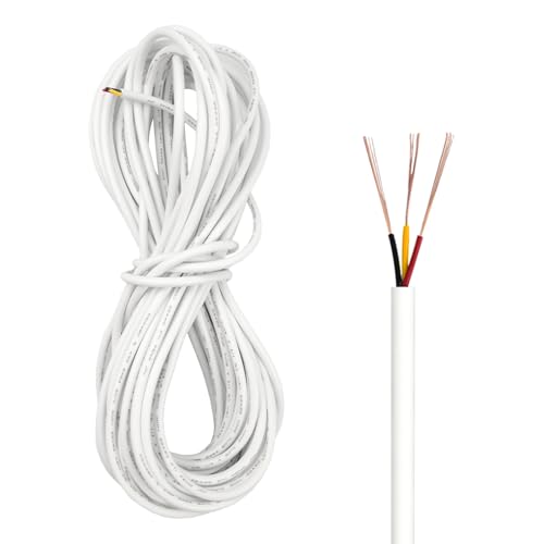 ZoZoMaiy 22AWG Erdkabel Elektrokabel 10M NYm 3 Adriges Kabel Flexibel Mantelleitung Stromkabel 3 Polig Weiß Flachkabel 300V Led Kabel 3 Adrig Durchmesser 3,8 mm Für Haushaltsgeräte