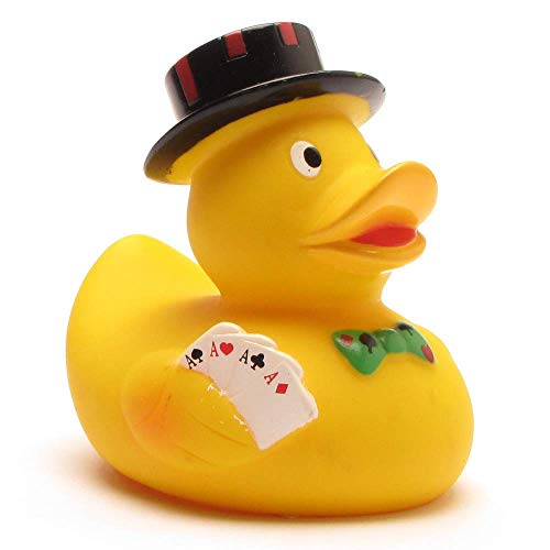 Duckshop I Badeente Casino I Quietscheente I L: 7,5 cm I inkl. Badeenten-Schlüsselanhänger im Set